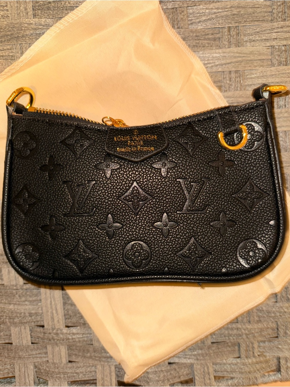 Louis Vuitton Black Embossed Monogram Mini Pochette with Gold Hardware - Picture 2 of 4